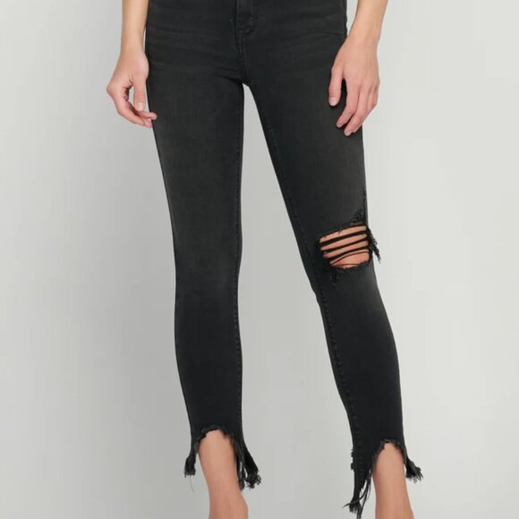 Hidden | Amelia Black Distressed Frayed Chewed Hem Skinny Size 26 Cigarette Pant - Picture 4 of 12